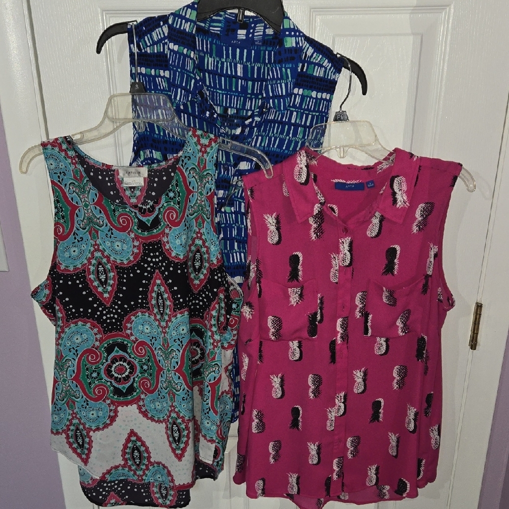 Stylish Women's Sleeveless Tops - Blue, Pink, and Multicolor
